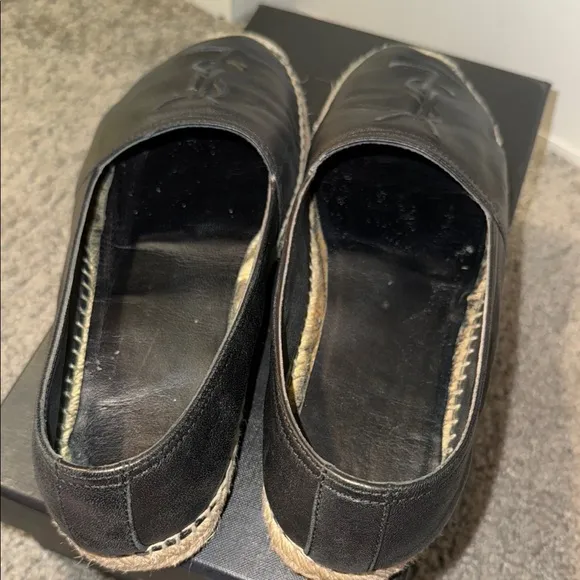YSL Black Leather Espadrilles