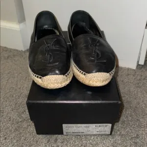 YSL Black Leather Espadrilles