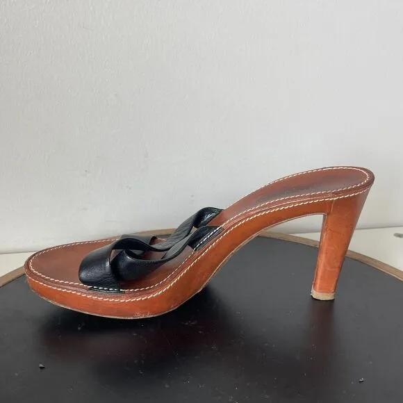 Yves Saint Laurent Womens Leather Open Toe Slides Black Size 40 / 9