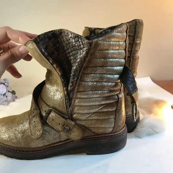 Zadig &amp; Voltaire Quilted Leather Moto Boots 37