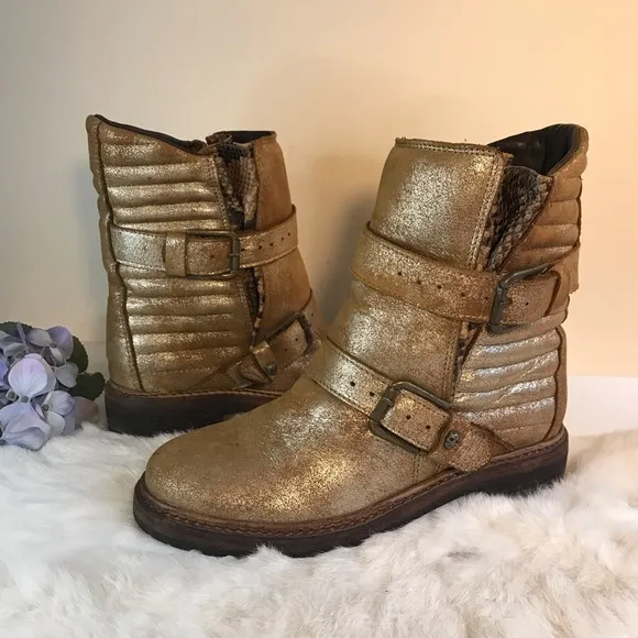 Zadig &amp; Voltaire Quilted Leather Moto Boots 37