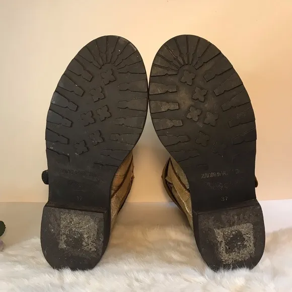 Zadig &amp; Voltaire Quilted Leather Moto Boots 37