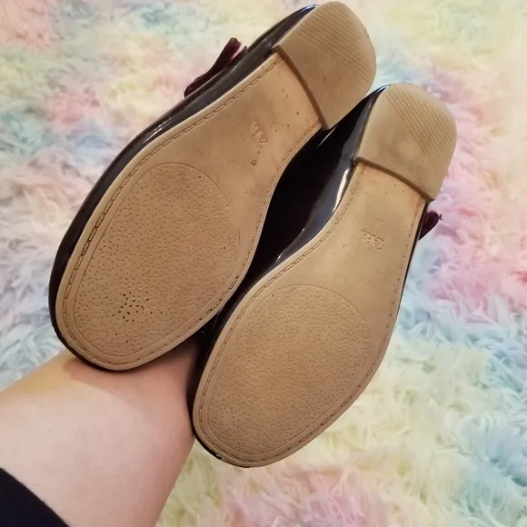 Zara maroon patient leather little girl flats size 12