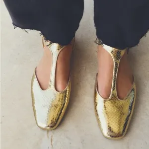 ZARA METALLIC GOLD FLATS