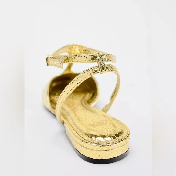 ZARA METALLIC GOLD FLATS