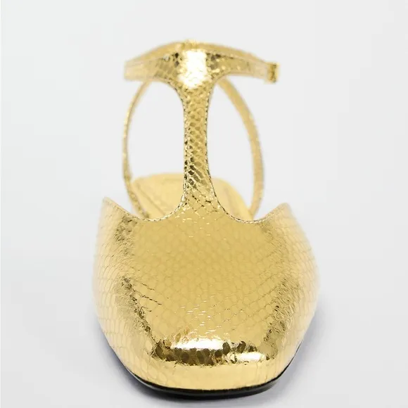 ZARA METALLIC GOLD FLATS