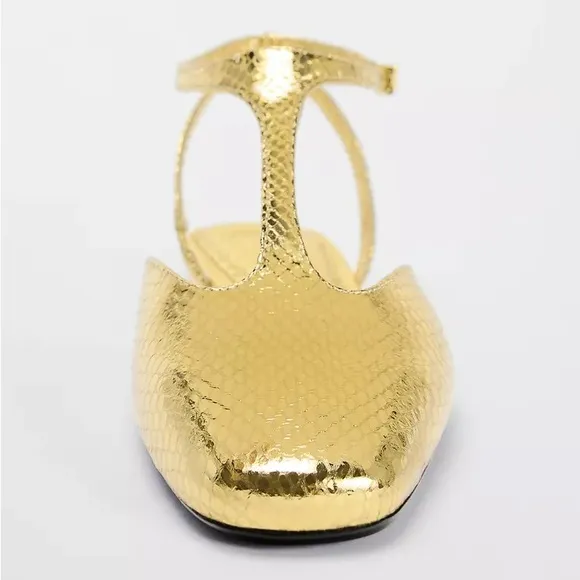 ZARA METALLIC GOLD FLATS