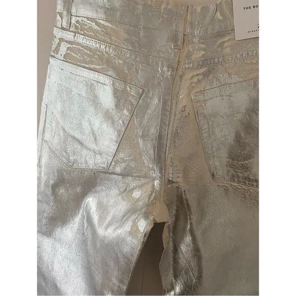 Zara Silver Coated Mid Rise Boyfriend Jeans Blogger's Favorite Size 6 NWT