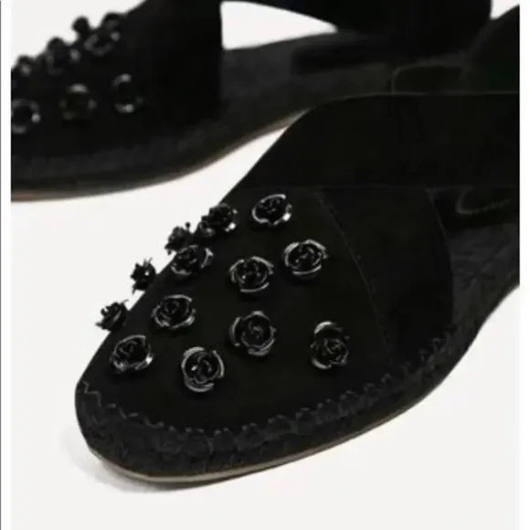 Zara Women's Floral leather espadrilles 1340/201