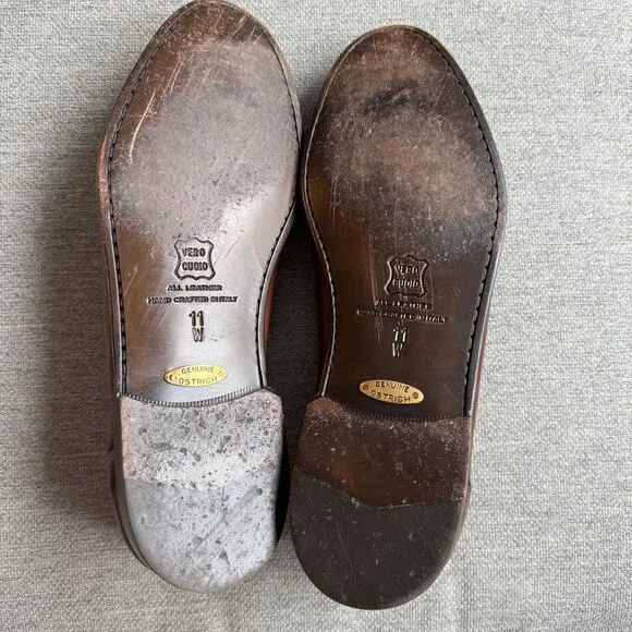 Zelli Kalahari Ostrich Leg Nappa Tassel Loafers Brown Men's 11W Preppy