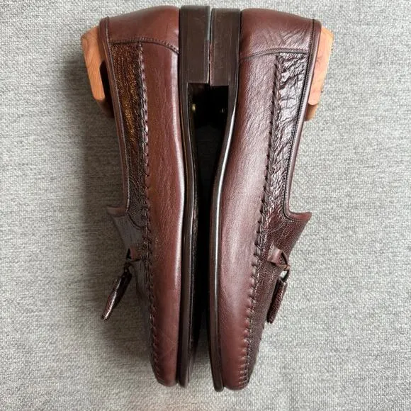 Zelli Kalahari Ostrich Leg Nappa Tassel Loafers Brown Men's 11W Preppy